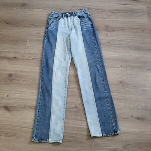 PacSun Eco Two-Tone 90s Boyfriend Jeans Blue High Waisted Vintage Look Size 26